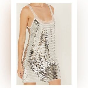 Free People Silver Sequin Chemise